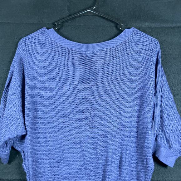 Express Womens Sweater Purple Crew Neck Open Weave Knit Dolman Sleeve Sheer M - Picture 11 of 13